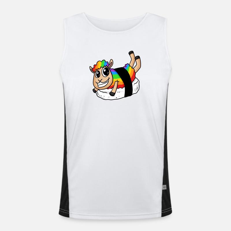 Rainbow Sushi Sheep - Men's Functional Contrast Tank Top  - white/black