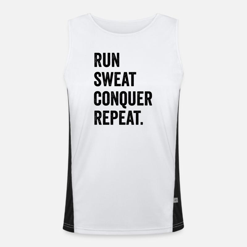 Run. Sweat. Conquer. Repeat. - Men's Functional Contrast Tank Top  - white/black