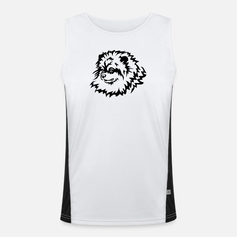 Zwergspitz Kopf Funktionelles Kontrast-Tank Top für Männer 