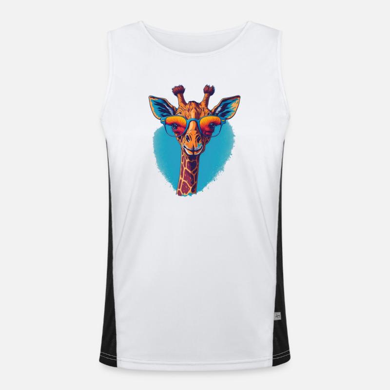 Giraffe mit Durchblick Funktionelles Kontrast-Tank Top für Männer 