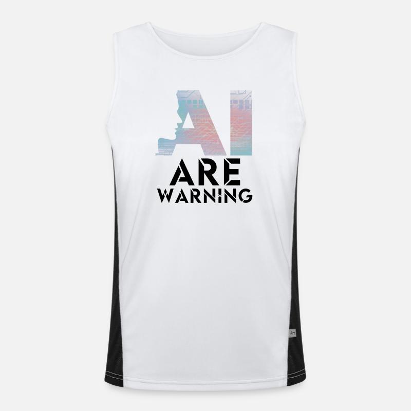 AI alert Caution artificial intelligence Men's Functional Contrast Tank Top 