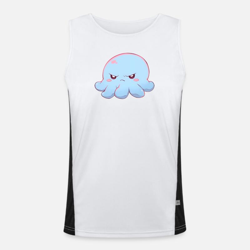 Blue grumpy octopus Funktionelles Kontrast-Tank Top für Männer 