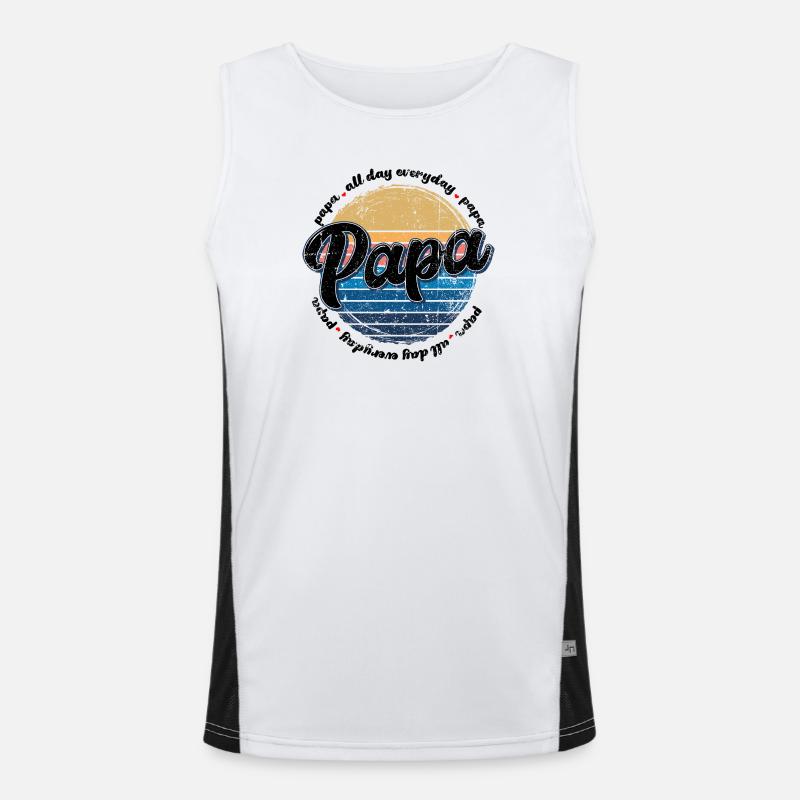 Papa Retro Sunset Script Men's Functional Contrast Tank Top 