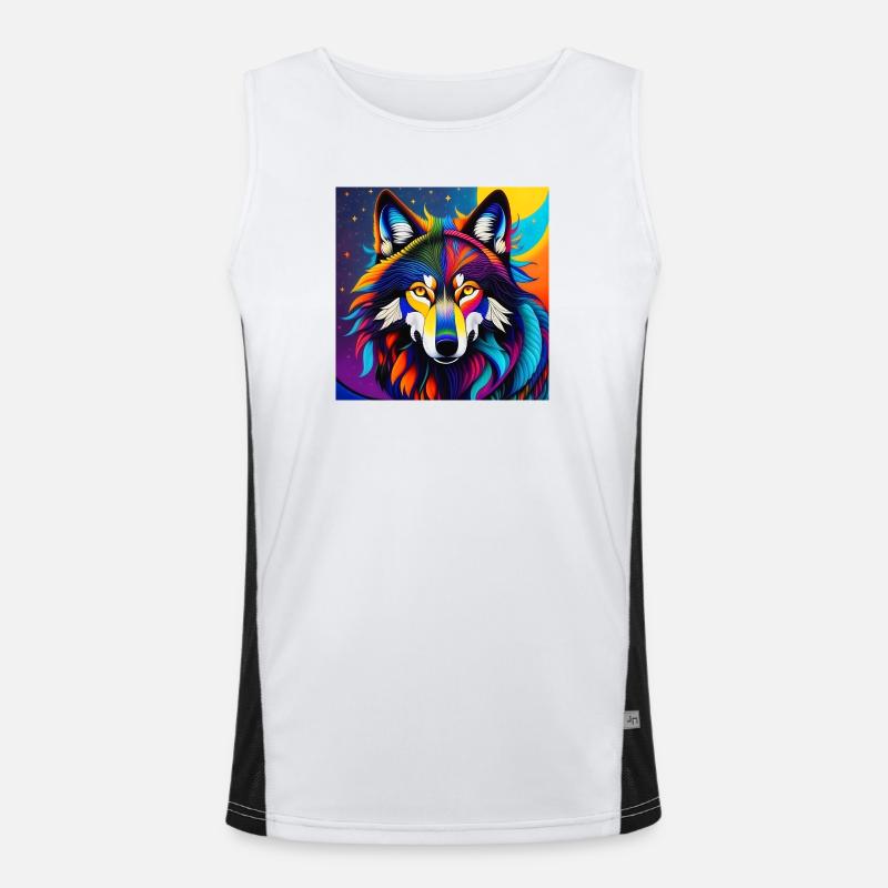 Wolf - Men's Functional Contrast Tank Top  - white/black