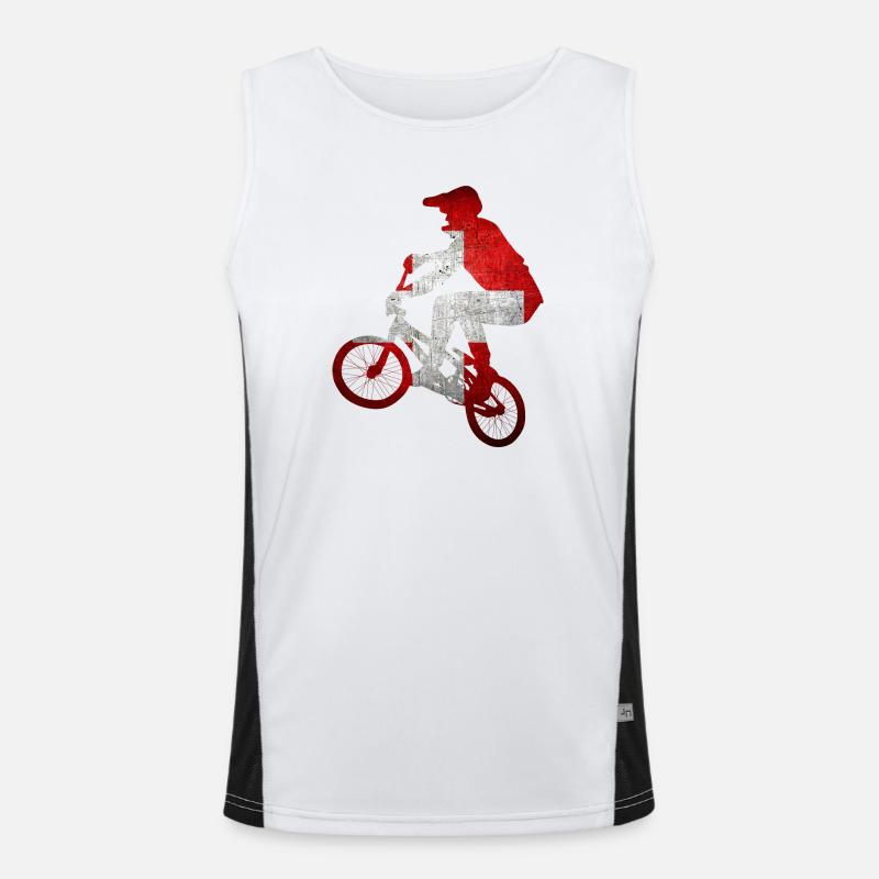 Nervöser MTB-Radfahrer-Silhouette Funktionelles Kontrast-Tank Top für Männer 