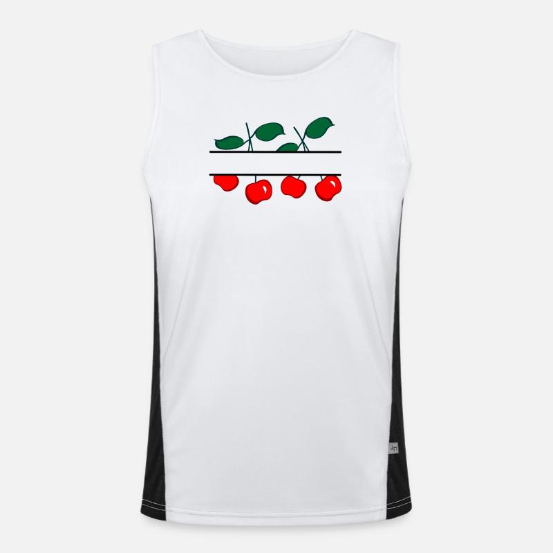 Cherry banner with red cherries Men's Functional Contrast Tank Top 