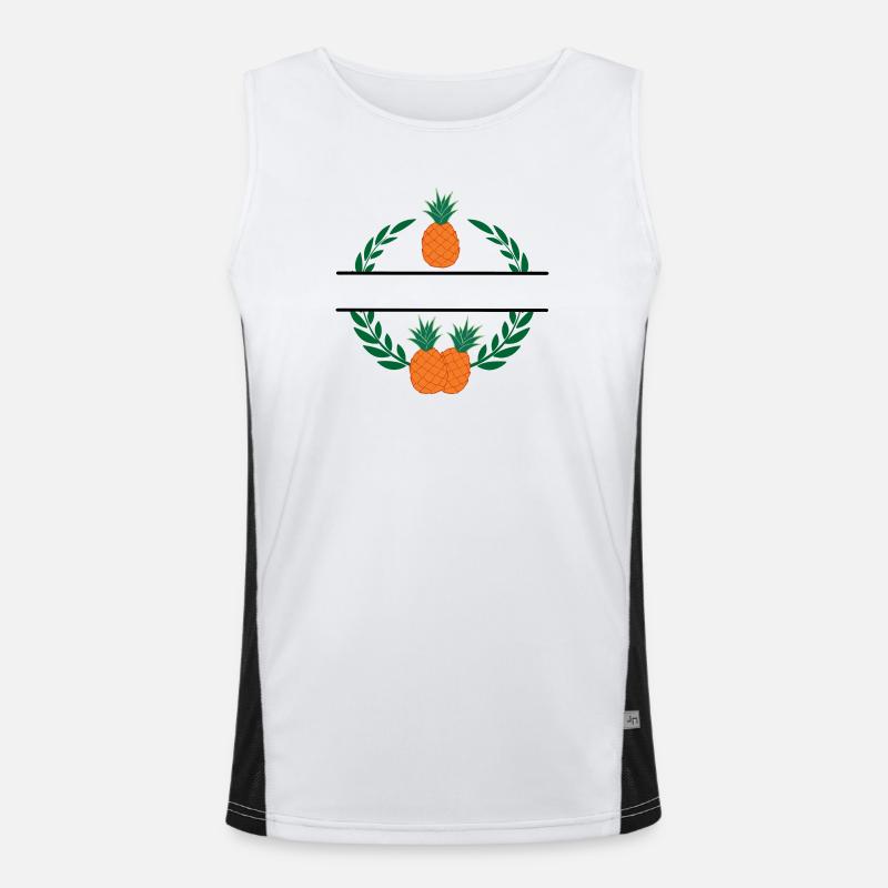 Pineapple in laurel wreath with orange pineapple Men's Functional Contrast Tank Top 