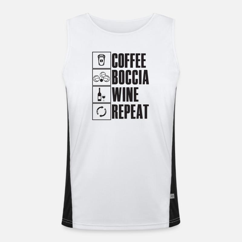 Coffee Boccia Wine Repeat Saying Boccia Player Men's Functional Contrast Tank Top 