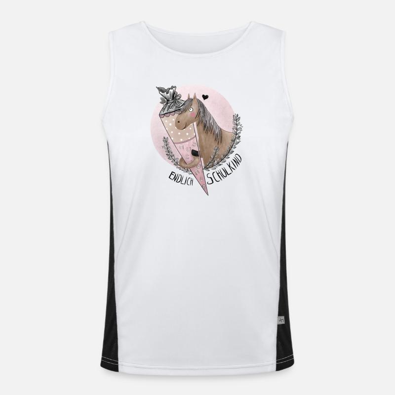 Endlich Schulkind Pferd mit Schultüte Funktionelles Kontrast-Tank Top für Männer 