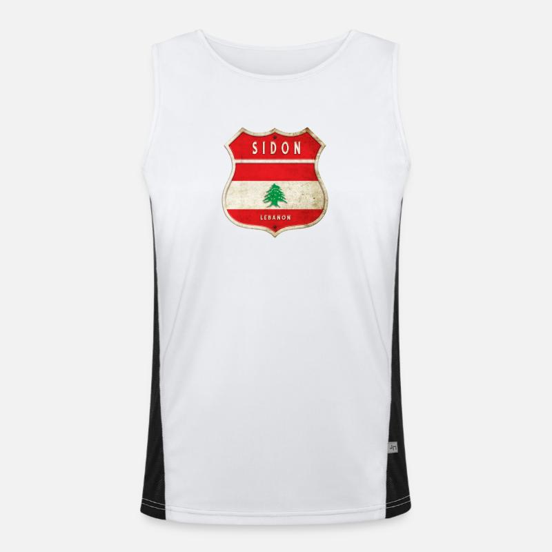 Sidon Liban Armoiries Drapeaux Design Débardeur respirant contrasté Homme 