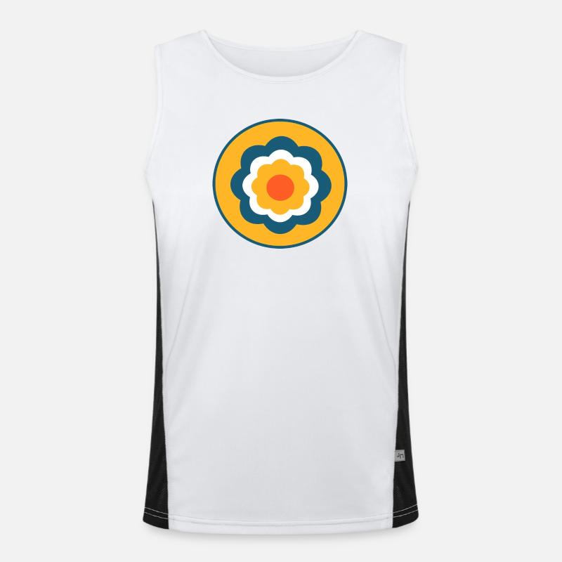 Blume blaue Blume Blumen bunt Hippie Retro Funktionelles Kontrast-Tank Top für Männer 