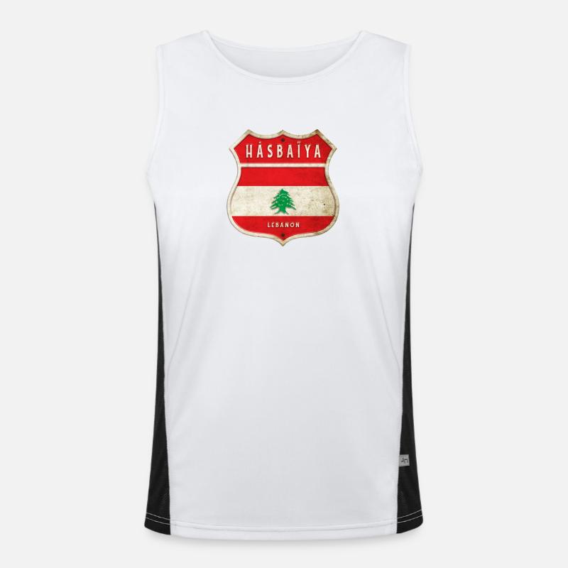 Hasbaiyya Libanon Wappen Flaggen Design Funktionelles Kontrast-Tank Top für Männer 