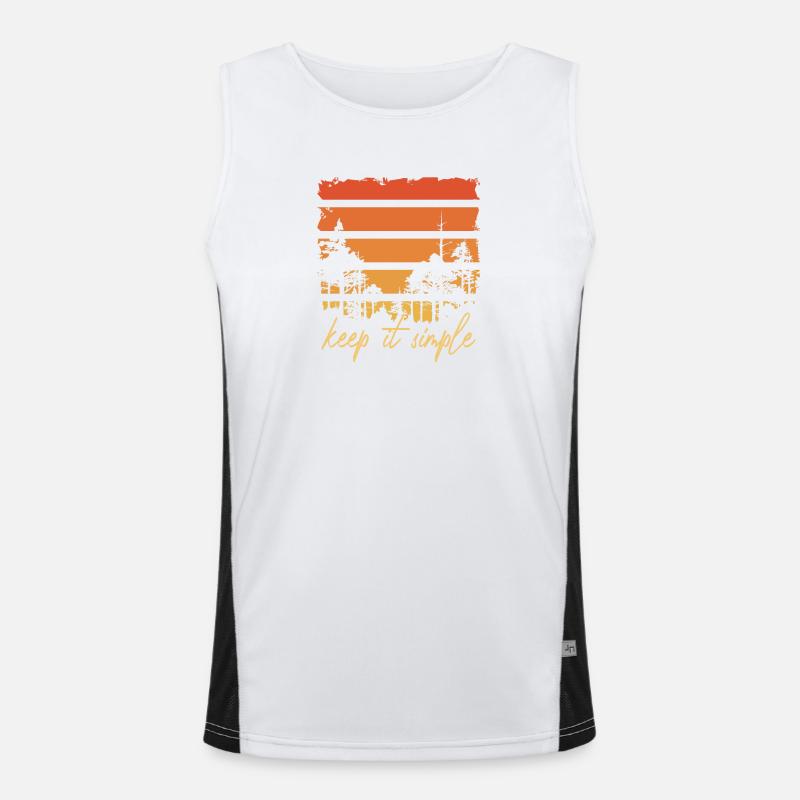 Keep It Simple Tent Camping Nature Mountains Minimalist Men's Functional Contrast Tank Top 