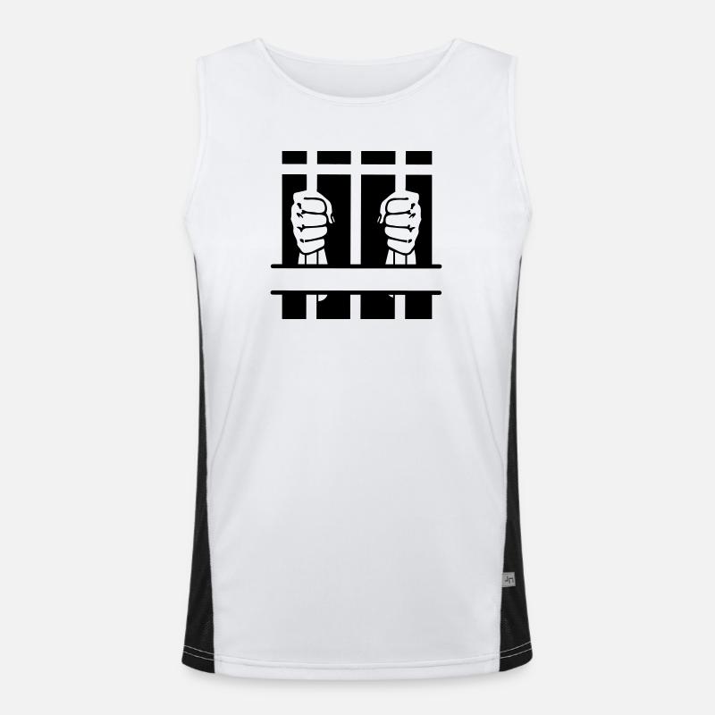 Zwei Fäuste hinter Gittern und Leerzeichen Funktionelles Kontrast-Tank Top für Männer 