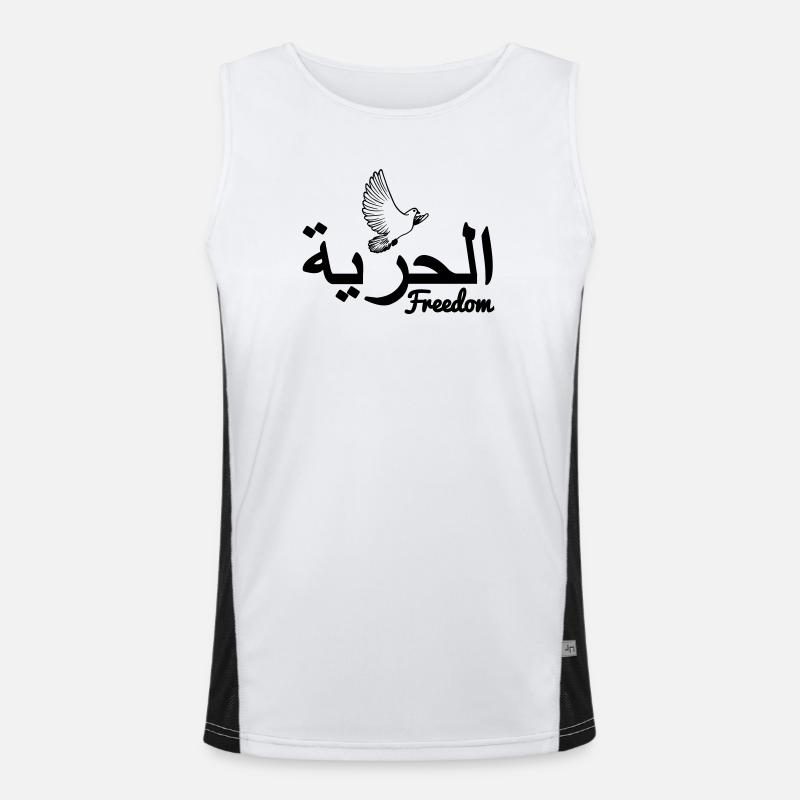 Liberté avec colombe de la paix écrit arabe Débardeur respirant contrasté Homme 