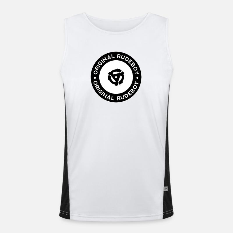 Original Rudeboy Vinyl Record - Black & White Mod Men's Functional Contrast Tank Top 