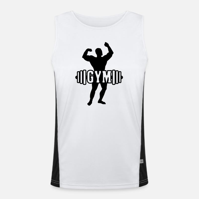 Bodybuilder shadow image logo gym - Men's Functional Contrast Tank Top  - white/black