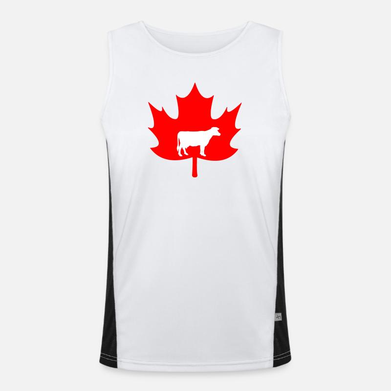 Logo de la vache feuille d’érable du Canada Débardeur respirant contrasté Homme 