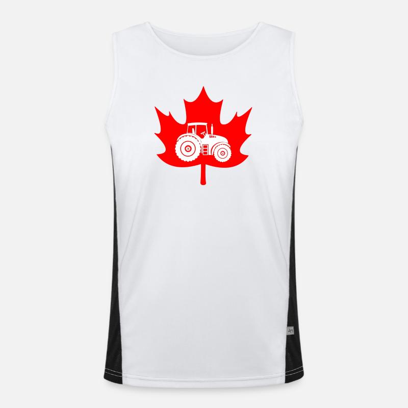 Canada maple leaf tractor logo - Men's Functional Contrast Tank Top  - white/black
