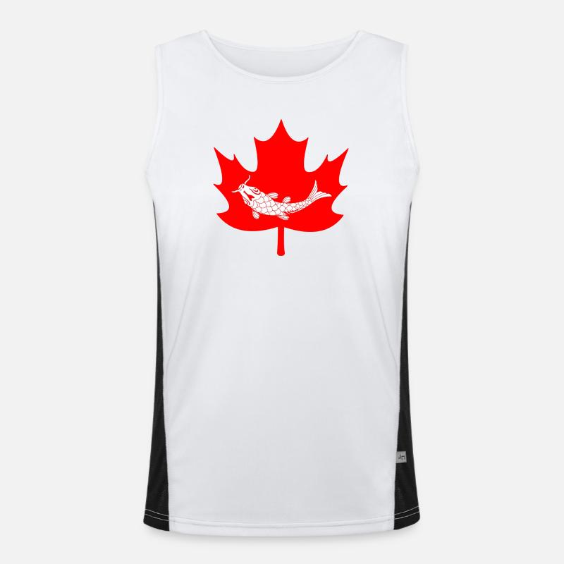 Canada maple leaf fish logo - Men's Functional Contrast Tank Top  - white/black