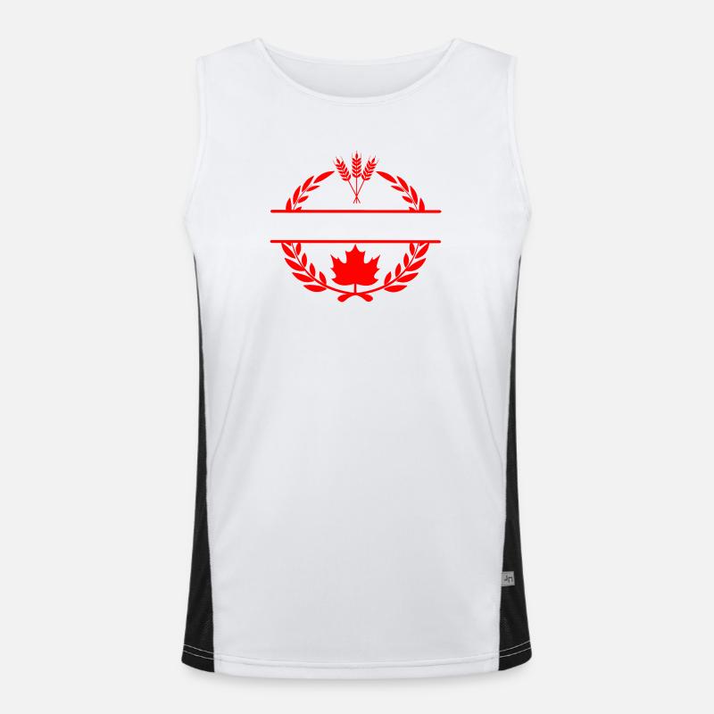 Canada maple leaf grain laurel wreath Men's Functional Contrast Tank Top 