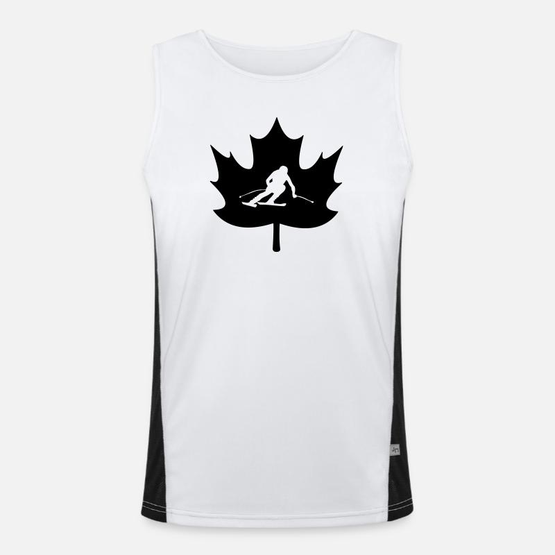 Canada maple leaf skiing logo - Men's Functional Contrast Tank Top  - white/black