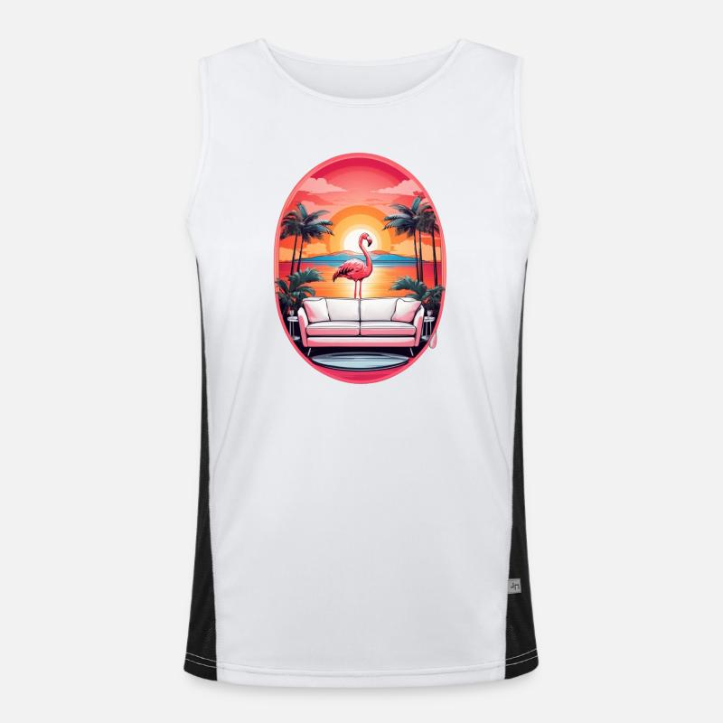 Flamingo Sofa Funktionelles Kontrast-Tank Top für Männer 