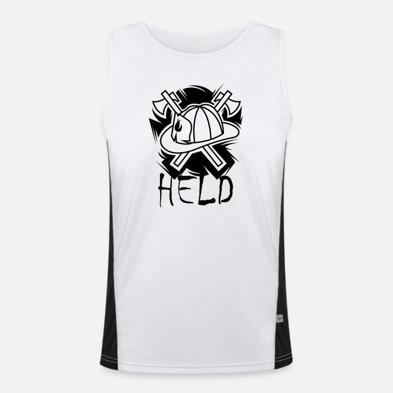 Held Feuerwehrmann Feuerwehr Symbol Axt Helden Funktionelles Kontrast-Tank Top für Männer 