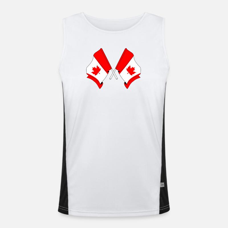 Drapeaux du Canada croisés Débardeur respirant contrasté Homme 