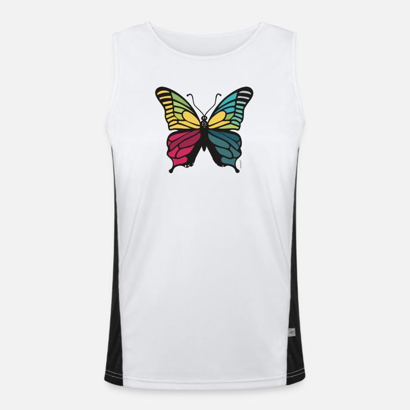 Lebendiger Regenbogenschmetterling Funktionelles Kontrast-Tank Top für Männer 