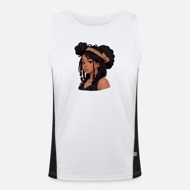 Hübsche Frau mit Dreadlocks Funktionelles Kontrast-Tank Top für Männer 