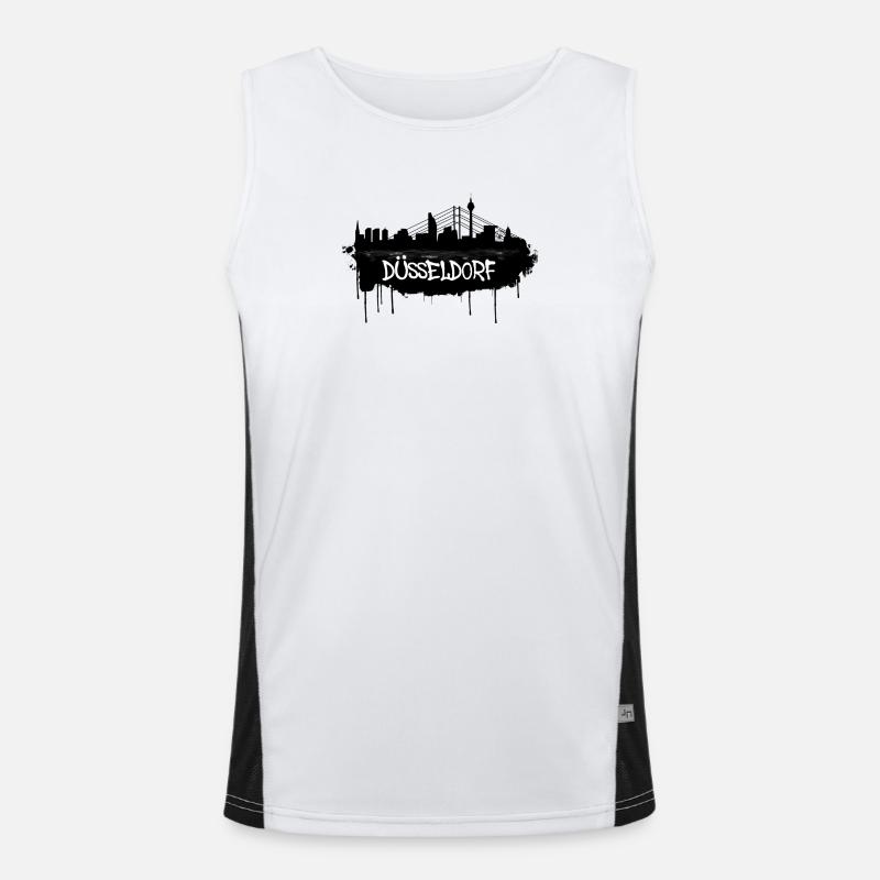 Düsseldorf Graffiti Skyline Funktionelles Kontrast-Tank Top für Männer 