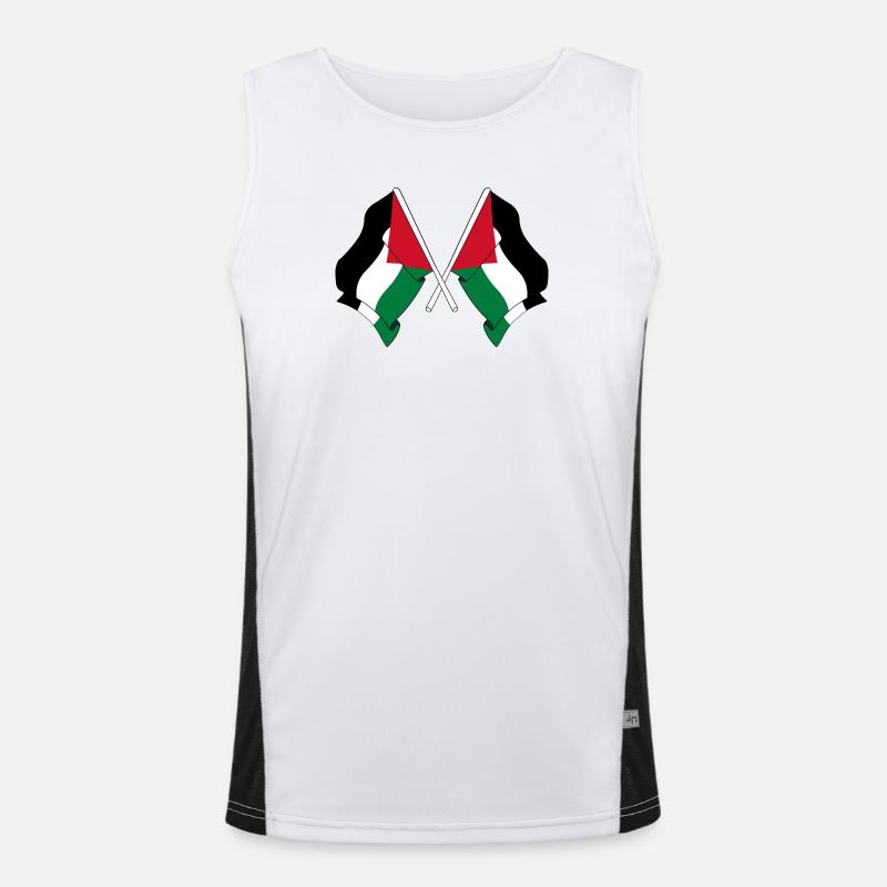 Deux drapeaux palestiniens croisés Débardeur respirant contrasté Homme 