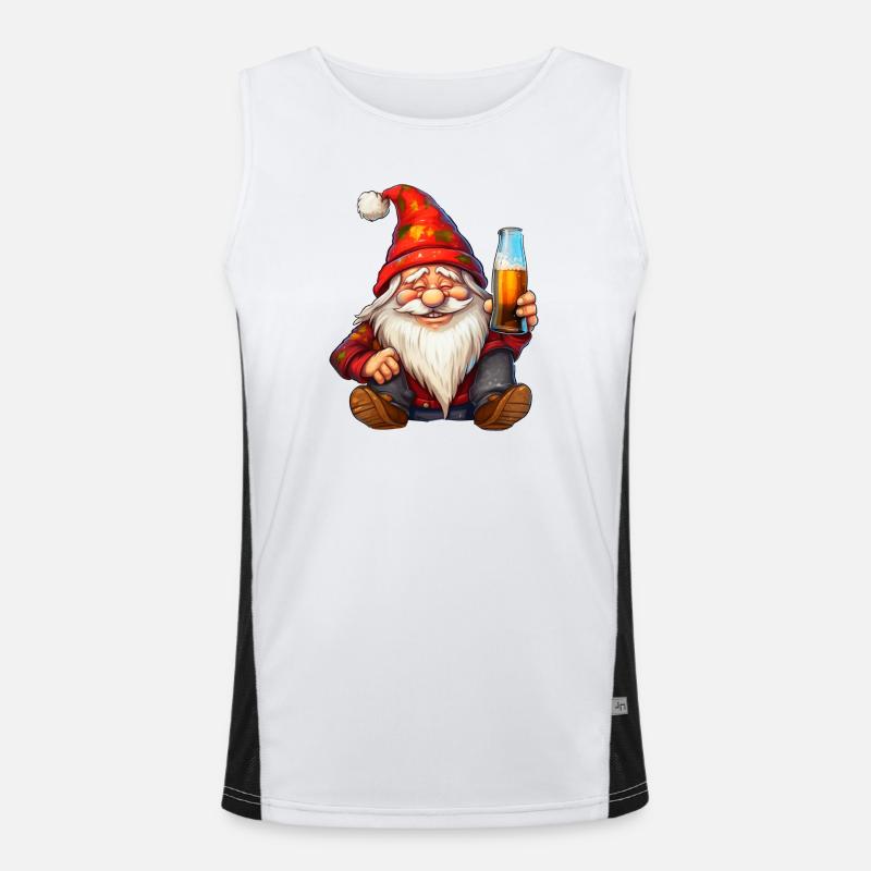 Weihnachtswichtel mit Bierglas Funktionelles Kontrast-Tank Top für Männer 