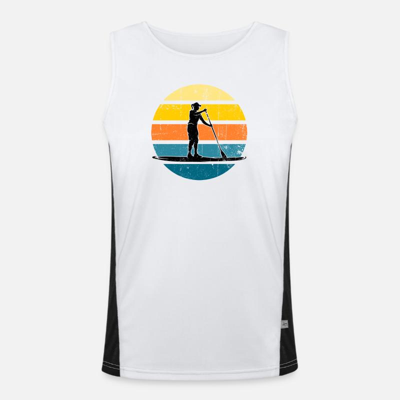 Sunset Paddleboard Silhouette Men's Functional Contrast Tank Top 