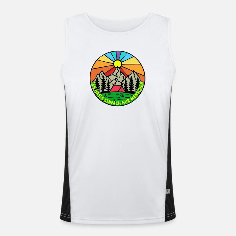 Mountains, Nature, Camping, Camping, Camping, Statement - Men's Functional Contrast Tank Top  - white/black