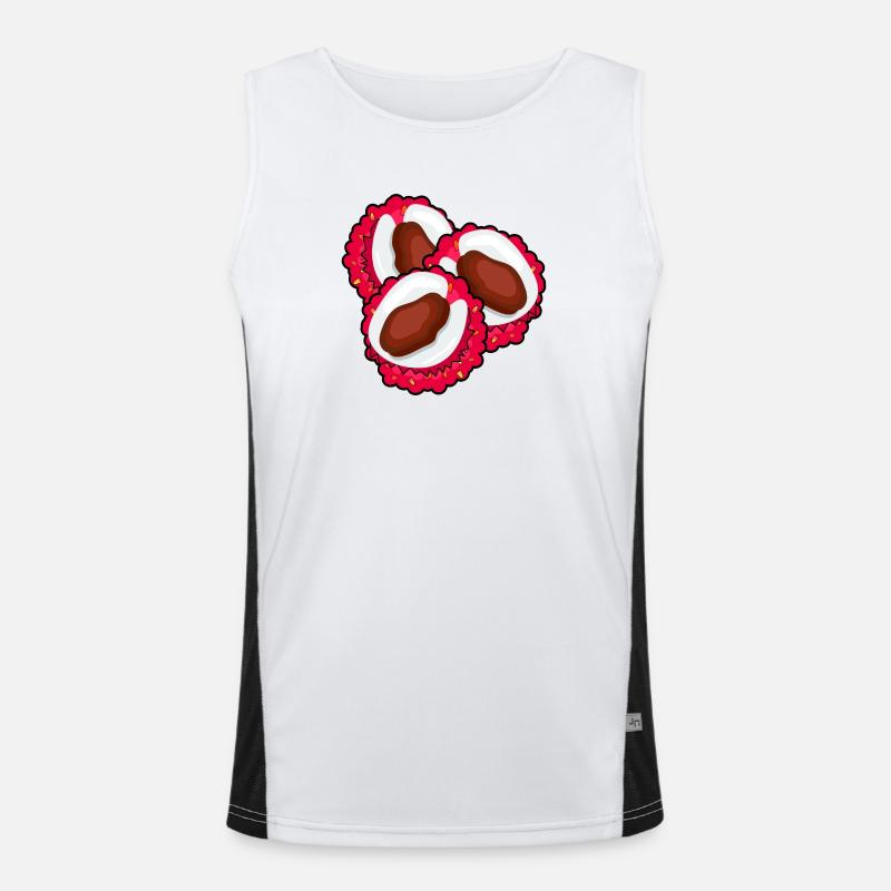 LYCHEE LITSCHI FRÜCHTE - OBST ESSEN Funktionelles Kontrast-Tank Top für Männer 
