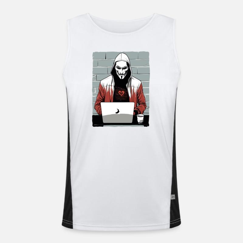 Anonymous Hacker - Men's Functional Contrast Tank Top  - white/black