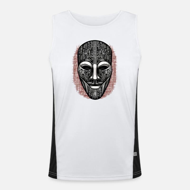 Anonymous Hacker Mask - Men's Functional Contrast Tank Top  - white/black