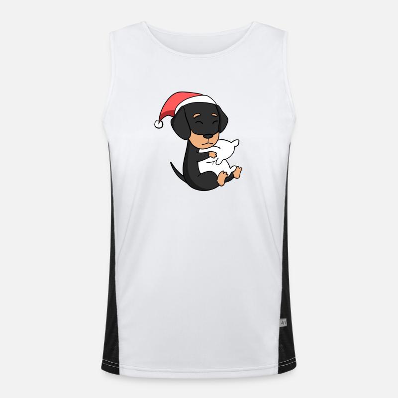 Dackel Hund Tier Weihnachten Funktionelles Kontrast-Tank Top für Männer 