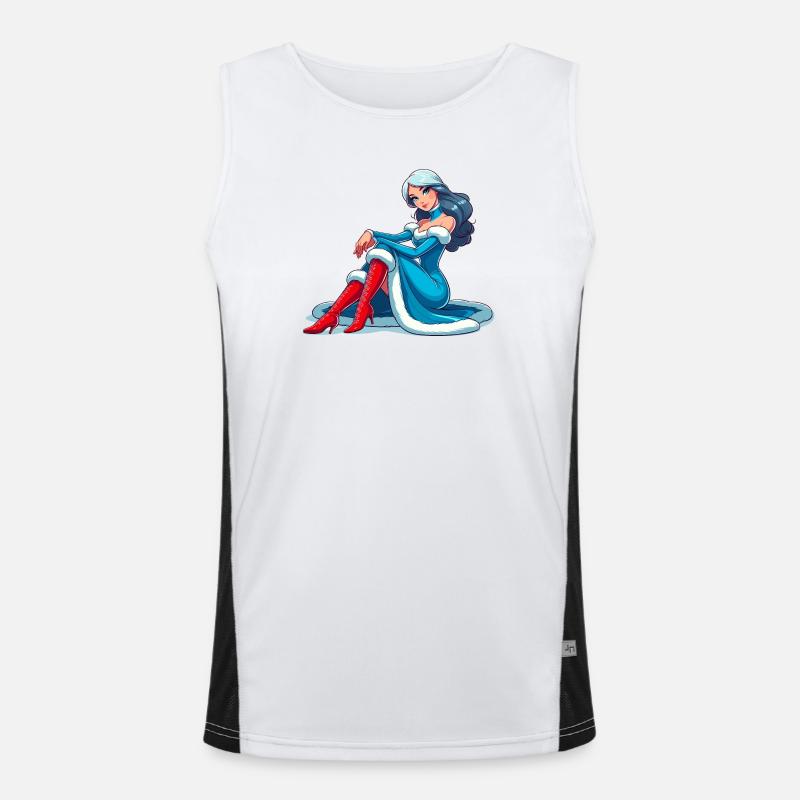 Ded Moroz Snegurotschka russischer Weihnachtsmann Funktionelles Kontrast-Tank Top für Männer 