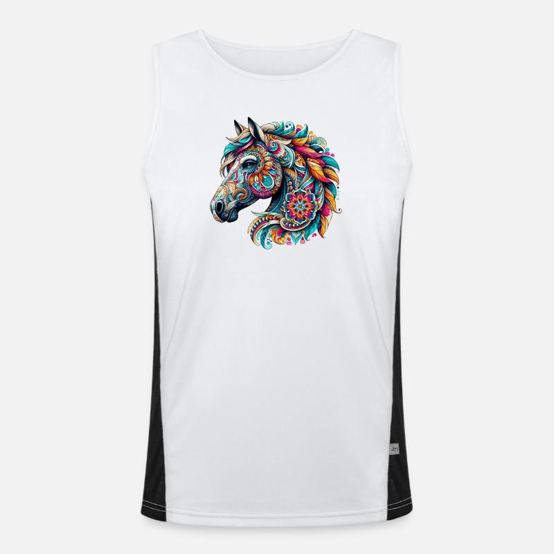 Cheval décoré de Mandalas Débardeur respirant contrasté Homme 