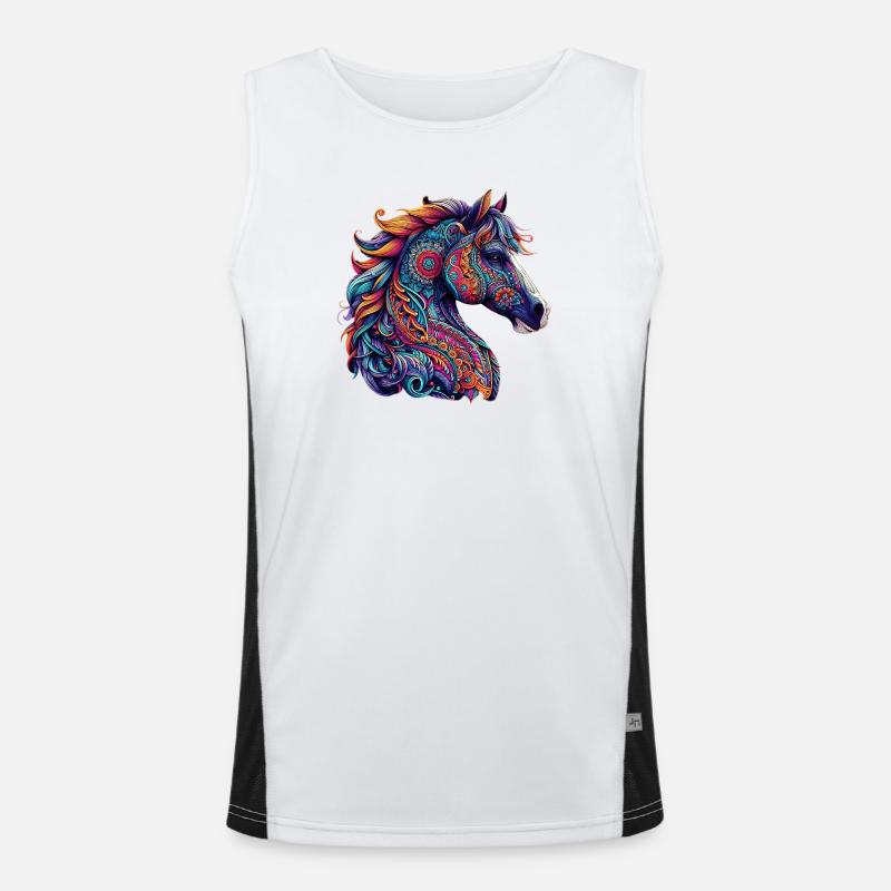 Cheval décoré de Mandalas Débardeur respirant contrasté Homme 