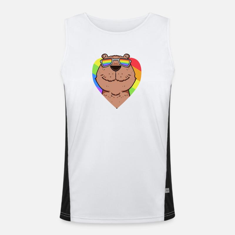 Capybara Capybara Rainbow - Men's Functional Contrast Tank Top  - white/black