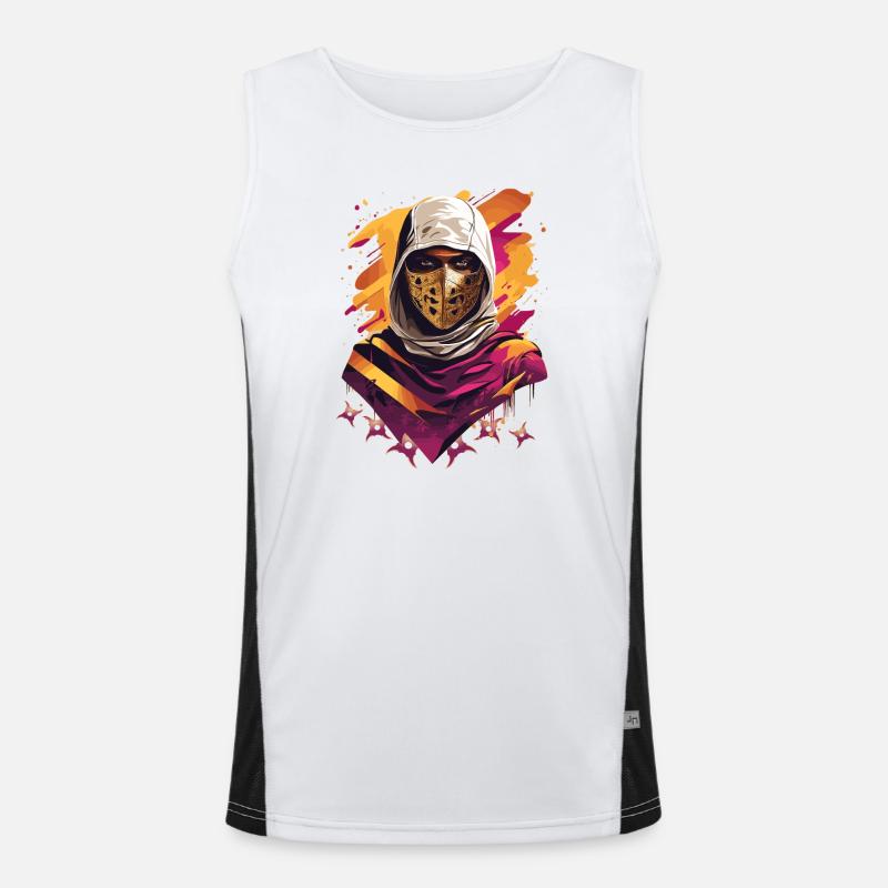 Ninja Samurai Warrior - Men's Functional Contrast Tank Top  - white/black