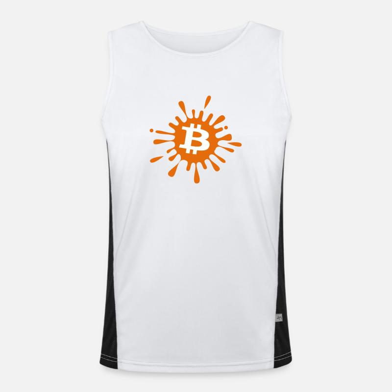 Bitcoin Crypto Cryptocurrency Splash Funktionelles Kontrast-Tank Top für Männer 