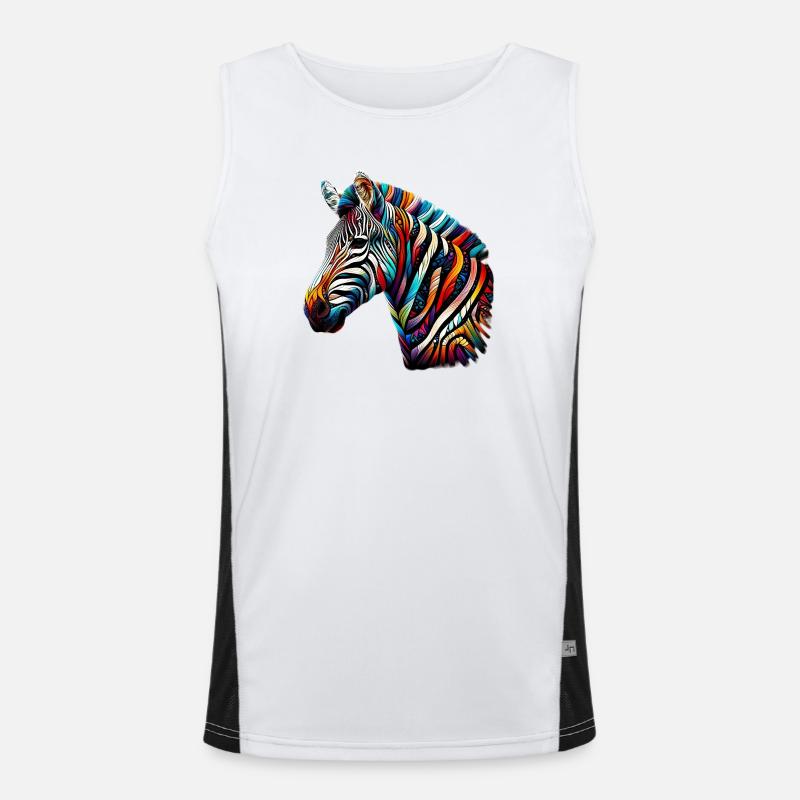Zebra - Men's Functional Contrast Tank Top  - white/black