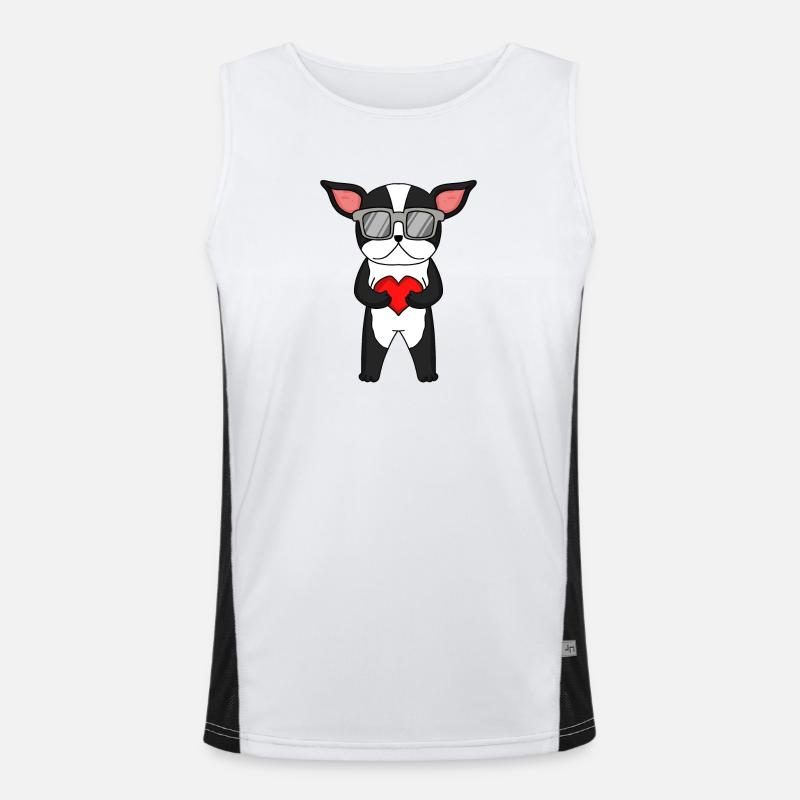 Hund mit Herz und Brille Funktionelles Kontrast-Tank Top für Männer 
