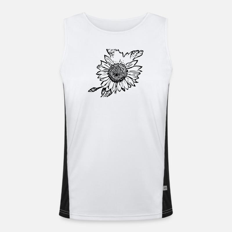 Blume schwarz Blumen schwarz Sonnenblume schwarz Funktionelles Kontrast-Tank Top für Männer 