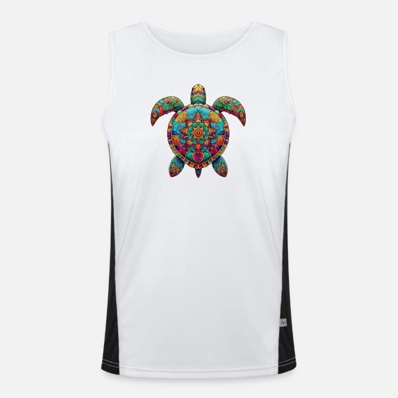 Sea turtle decorated with Mandalas Men's Functional Contrast Tank Top 